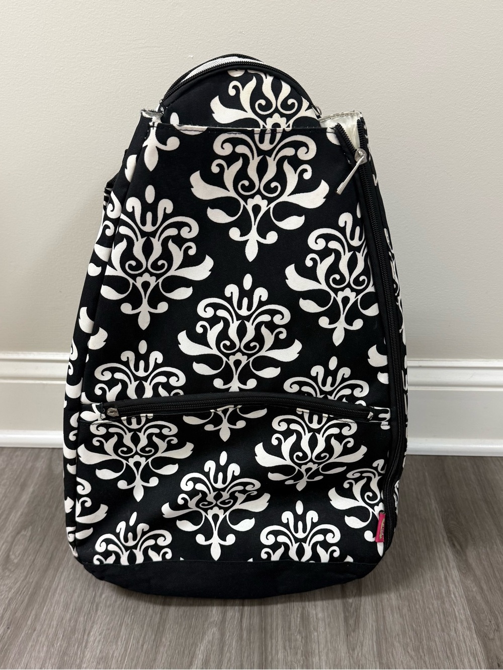 NGIL Black & White Damask Tennis Racquet Backpack Bag